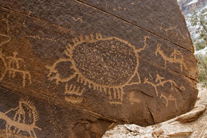 Petroglyphs on a rock face